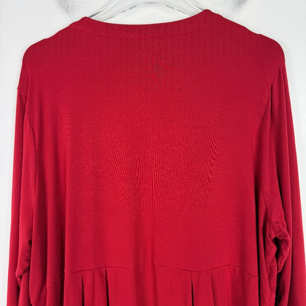 J. Jill Wearever Collection Pleated One Button Peplum Cardigan Red Plus Size 2X - Picture 9 of 10